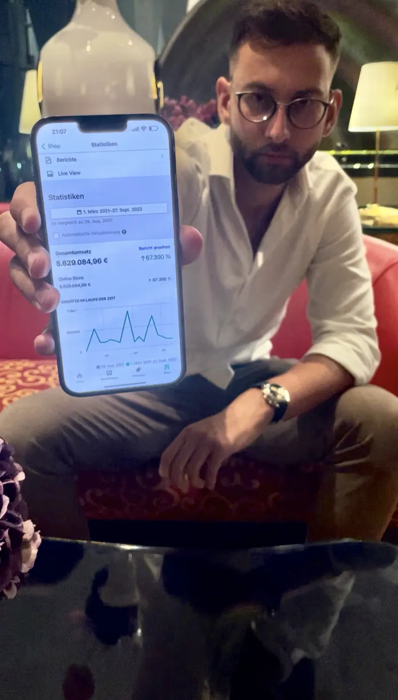 Albert Prediger zeigt 5,6 Mio € Shopify-Umsatz auf dem Handy